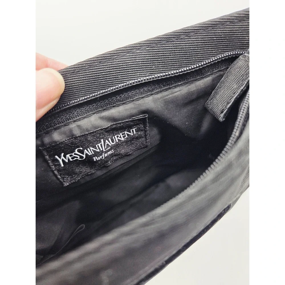 YSL Yves Saint Laurent Vintage Black Velvet Cosmetic Makeup Bag Velvet Heart